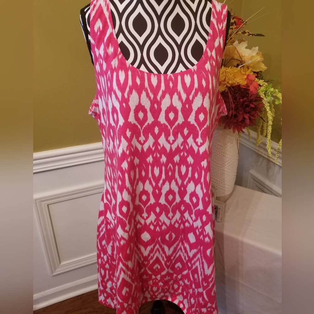 Pink and White Reversible Midi Dress Coverup One Size